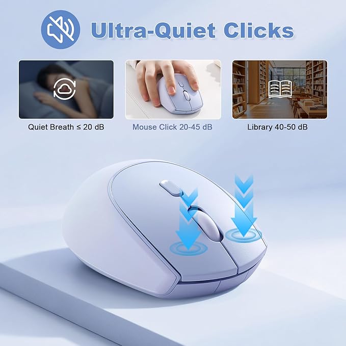 YUNZII C2 Wireless Mouse,2.4GHz Cute Silicone Noiseless Wireless Computer Mouse, Quiet Clicks, 3 Adjustable DPI, 1600 DPI Optical Tracking, Portable Ergonomic Mice for Laptop/PC/Mac (Blue)
