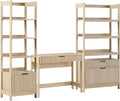 Walker Edison Transitional 3-Piece Writing Desk with 1 Narrow Bookcase and 1 Wide Bookcase, Set of 3, Coastal Oak