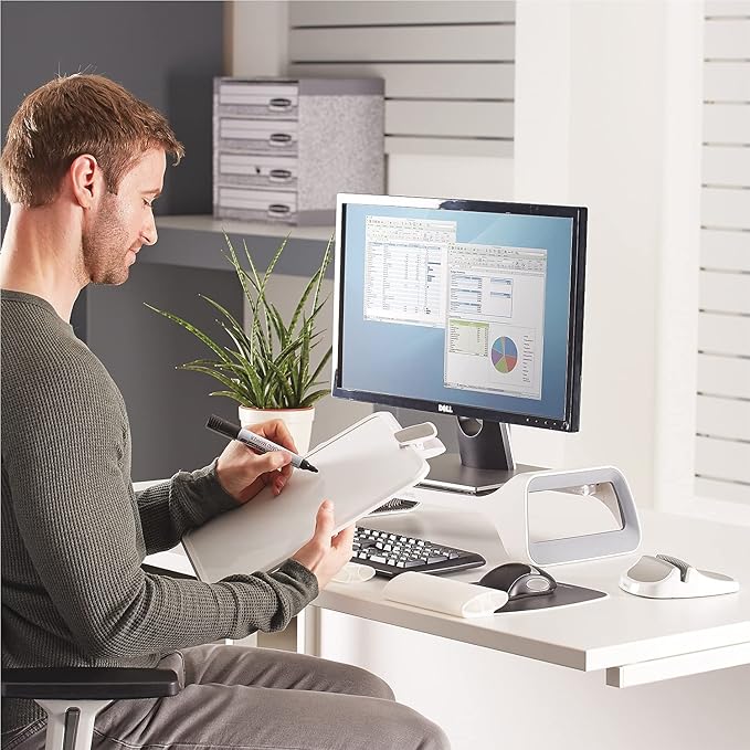 Document lift with dry erase surface, 15-sheet capacity, White/Gray