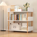 3-Tier Open Bookcase with Extra-Deep Shelves - Modern Display Bookshelf Premium Solid Wood for Living Room, Home Office & Bedroom, 11.8in Deep Storage Cabinet, Warm White (Warm White, Extra Large, 3)