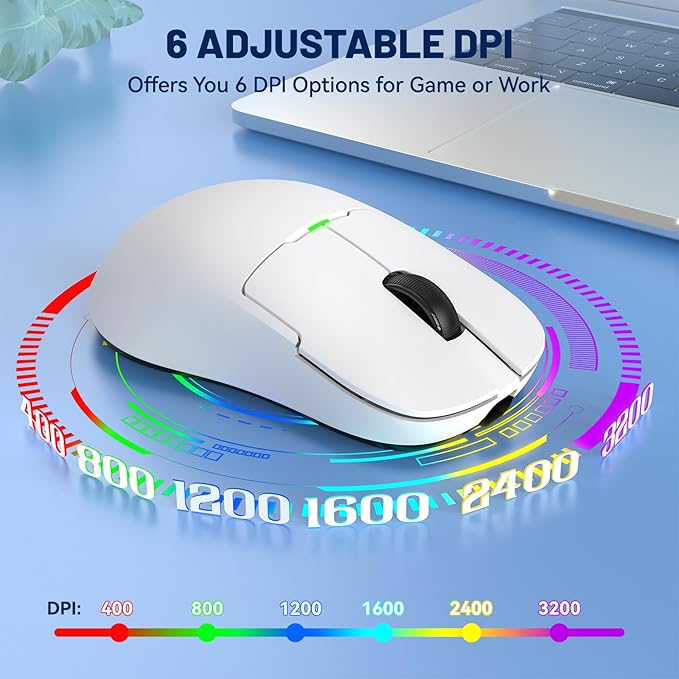 ATTACK SHARK x Ajazz AJ159 Gaming Mouse,2.4G Wireless Mouse,56g Ultralight,26K DPI PAW3395 Sensor,6 Programmable Buttons,Ergonomic Wired Gaming Mouse USB3.0 with 80M Click Switch for PC/MAC