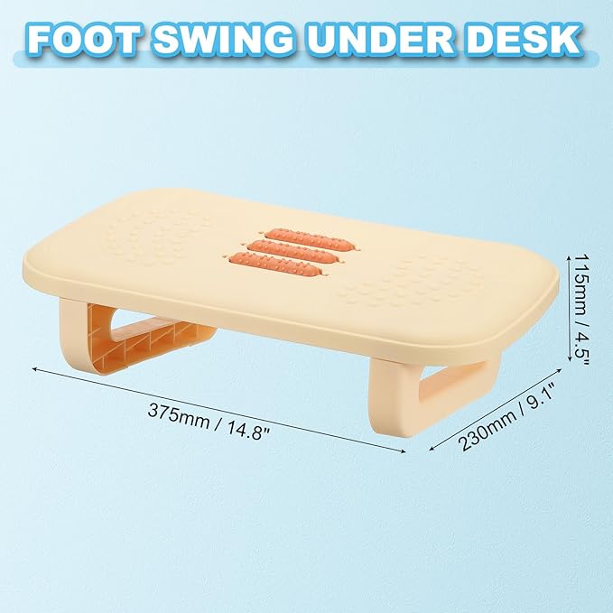 PATIKIL Foot Rest Non-Swingable Stools Leg Rest Footrest for Under Desk at Work Under Office Desk Chair Computer Gaming Promote Leg Circulation, Khaki/Orange