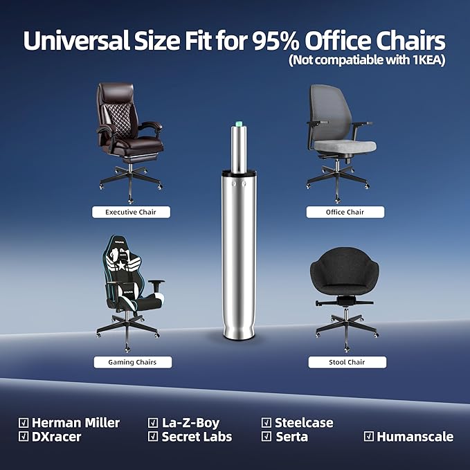 10 Inches to 15 Inches Office Chair Gas Lift Cylinder Replacement, 4.5'' Stroke, Hydraulic Pneumatic Shock Piston, Heavy Duty, Universal Diameter Fit for Most Office Chair, Class 4 (Polished Steel)