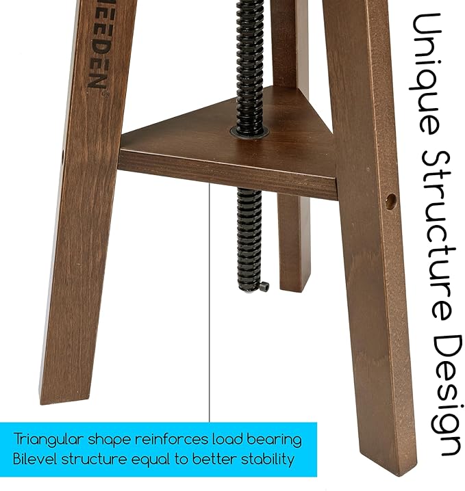 MEEDEN Walnut Drafting Stool with Solid Beech Wood, Height Adjustable Artist Studio Stool, Bar Stool, Office & Kitchen Stool, Perfect for Studio, Home Use, Bars