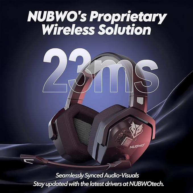 NUBWO Wireless Gaming Headset with Mic for Ps5 Ps4 PC, Zero Interference, 100-Hour Battery All-Day Play, 23ms Sync for Fortnite & Call of Duty/FPS Gamers, Triple Mode All Devices Compatible - New