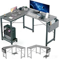 L Shaped Desk, 50 Inch Reversible Computer Desk Corner Gaming Table with CPU Stand & Storage Bag, Sturdy Metal Frame PC Workstation for Home Office, Light Gray Wood