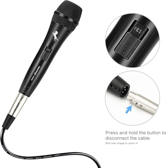 Marengo Dynamic Vocal Microphone for Karaoke Speaker,Wired Handheld Mic with On and Off Switch and 13ft Detachable Cable