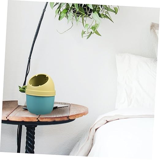 ARTIBETTER Cute Mini Trash Can Lid Desktop Slim Waste Bin for Office and Bedroom Kawaii Dinosaur Design Tiny Garbage Container for Home Use 1-Pack