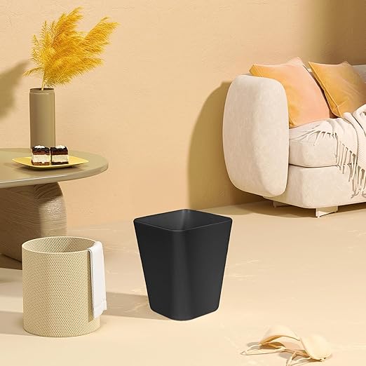 Small Trash Can - Plastic Waste basketbin - for Office,Home,Bathroom,Kitchen - 1.8 Gallon - Black