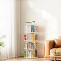 SpaceAid 4 Tier Rotating Bookshelf Tower, 360 Display Stackable Spinning Bookcase, Space Saving Revolving Round Book Shelf, Floor Standing Swivel Corner Organizer, White