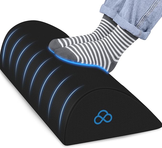 StepLively Foot Rest Ergonomic Pillow for Under Desk at Work, Anti-Fatigue Footrest Support Pillow for Fatigue & Pain Relief, Comfortable for Office Chair, Car Seat & Gaming Chair - Black, Large