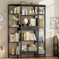 HOOBRO Triple Column 5 Tier Book Shelf, Industrial Bookcase with 12 Open Shelves and Fabric Drawer, Storage Rack, Display Shelf, Tall Bookshelf for Home Office, Living Room, Black BB161SJ01