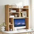 TUKAILAi Desktop Bookshelf Organizer, Countertop Storage Hutch with 7 Shelves for Desk, Dorm Desk Hutch Wood Display Rack for Home Office (Natural)