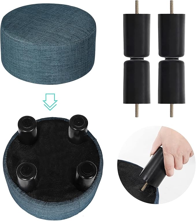 Joveco 12.4" Foot Rest for Under Desk Round Ottoman Stool for Home and Office (Blue)