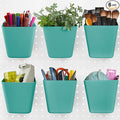 G.CORE Large Pegboard Cups Peg Board Storage Bin 6 Pack with Hooks, Square Box Shape Pegboard Cup Holder Accessories for Garage Workbench/Craft Room/Office/Playroom/Home Kitchen Organization (Green)