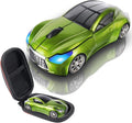 elec Space Wireless Mini Mouse with Case - Cute Sports Car Shape, Lightweight & Portable, 10m Range, Plug and Play (Green)