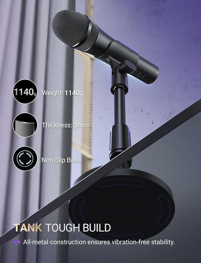 FIFINE USB/XLR Dynamic Microphone for Podcast Recording, Studio Mic Set with Desktop Stand for Vocal, Voice Over, Streaming, Black-AmpliTank TANK2