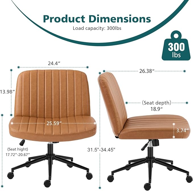 OLIXIS Wide Criss Cross Swivel Desk Chair – Brown