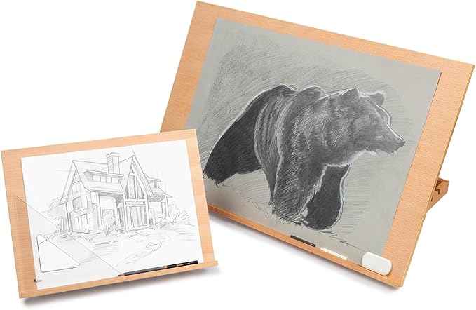 SoHo Urban Artist Extra Large 19.75" x 29.5" - 3 Pack - Adjustable Portable Drawing Board Stand Easel, 5 Positions, Natural Beechwood Finish