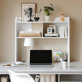 Wooden Desktop Bookshelf 37”,3-Tier Rounded-Edge Desk Storage Organizer,Space-Saving Countertop Shelf for Office Dorm Home,White