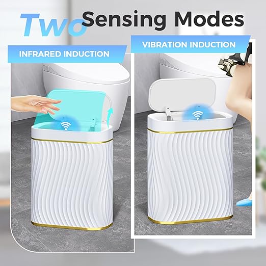 steo spce Automatic Motion Sensor Bathroom Small Trash Can with Lid, 2.6 Gallon Touchless Slim Garbage Can, Smart Waterproof Trash Bin for Bedroom, Restroom, Living Room, Office