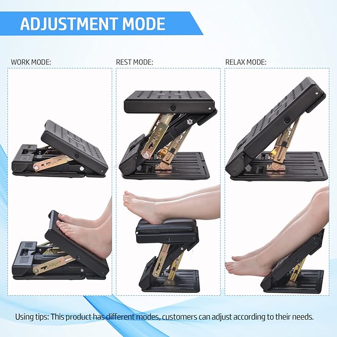 Scalebeard Foot Rest for Under Desk at Work,Ergonomic Foot,Angle Adjustable Footrest with Removable Soft Foot Rest Pad, Pressure Relief for Comfort, Back, and Body(Black)