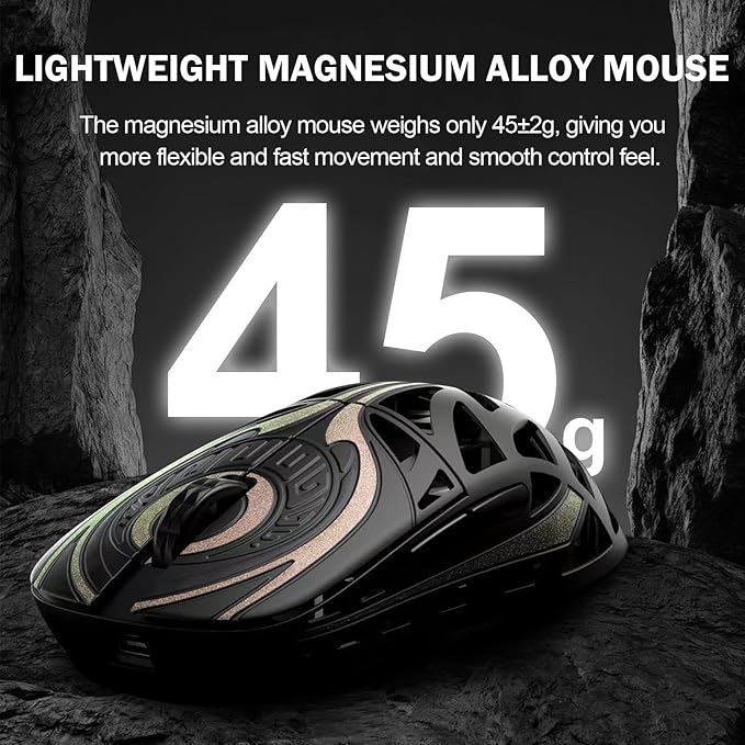 WLMOUSE Strider Magnesium Gaming Mouse 45g Superlight Magnesium Alloy Wireless Gaming Mouse, 125-8000Hz (Adjustable) Wireless Polling Rate, PAW 3950 HS Sensor, for PC/Laptop/Mac(Strider TTC-White)
