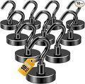 DIYMAG Magnetic Hooks,10pack Magnet Hook Essentials Strong Heavy Duty Magnetic Hooks for Hanging Kitchen Refrigerator Classroom Cruise Cabins Accessories Hooks Black
