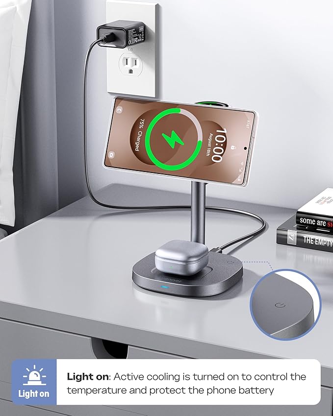 Magnetic Wireless Charger for Samsung, 15W Certified Fast 3 in 1 Charging Station TEC Cooling Compatible with Mag-Safe Charger for Galaxy S26/25/24series, Z Fold 7/Flip7/Samsung Watch Ultra 8/Buds
