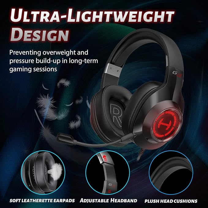 Edifier G2II Gaming Headset for PC PS4 USB Wired Gaming Headphones with 7.1 Surround Sound with Noise Canceling Microphone and RGB Light 50mm Driver Compatible with Mac Desktop PC Black