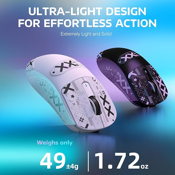 ATTACK SHARK X3 Lightweight Wireless Gaming Mouse with Tri-Mode 2.4G/USB-C Wired/Bluetooth,26K DPI, PAW3395 Optical Sensor,Kailh GM8.0 Switch,5 programmable Buttons for PC/Win/Mac(White+Stickers)
