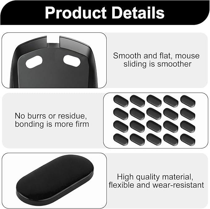 160 Dot Mouse Skates, Universal Glass Mouse Skates for Gaming Mice, Custom Glide and Control Dots for Esport Players, Smooth Movement on Cloth and Glass Mouse Pads (Black & White)