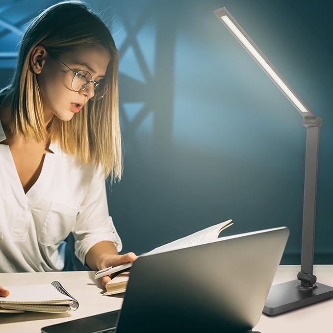 DWEPTU Desk Lamp LED Desk Lamps Eye-Caring Desk Lamps Lamps Dimmable Office Lamp with USB Port Touch Control for Home Office Student Dormitory (USB Plug-in Desk Lamp)