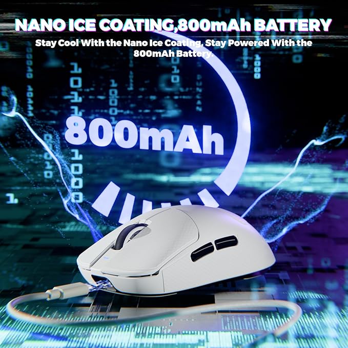 ATTACK SHARK X8 ULTIMATE Wireless Gaming Mouse,55g Ultra-Lightweight BT/2.4GHz Wireless/Wired Mouse,8K Polling Rate,PixArt PAW3950MAX Sensor,42000 DPI,Tape,800mAh Battery,Gamer Mice for Win/Mac(White)