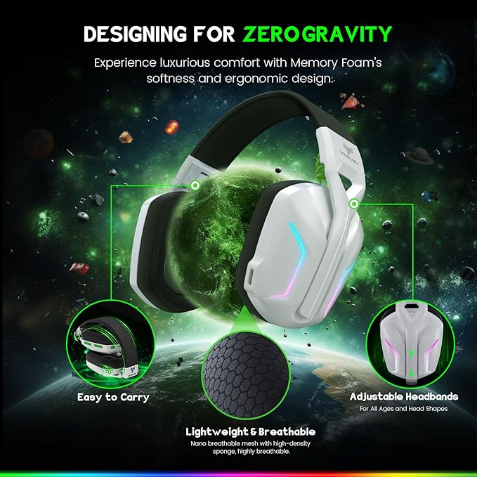WESEARY Wireless Gaming Headset for Xbox Series X|S, 2.4GHz Ultra-Low Latency Headset with Noise Cancelling Mic for PC, PS5, PS4, Switch, Mac, 3D Surround Sound, Bluetooth 5.4, 50H Battery
