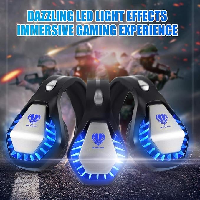 Gaming Headset for PS4, Xbox One, PC, PS5, Laptop, Mac, Nintendo Switch, 3.5MM Noise Cancelling Over Ear Headphones with Mic, Bass Surround, Soft Memory Earmuffs (Black)