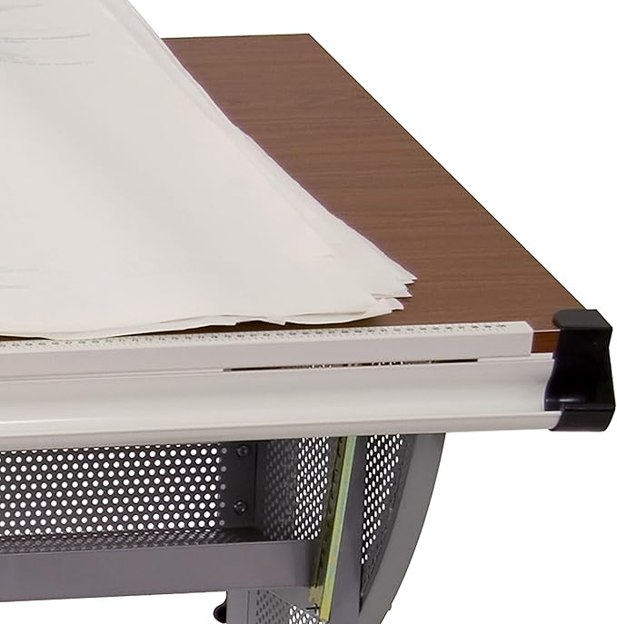 EMMA + OLIVER Adjustable Drawing and Drafting Table with Pewter Frame