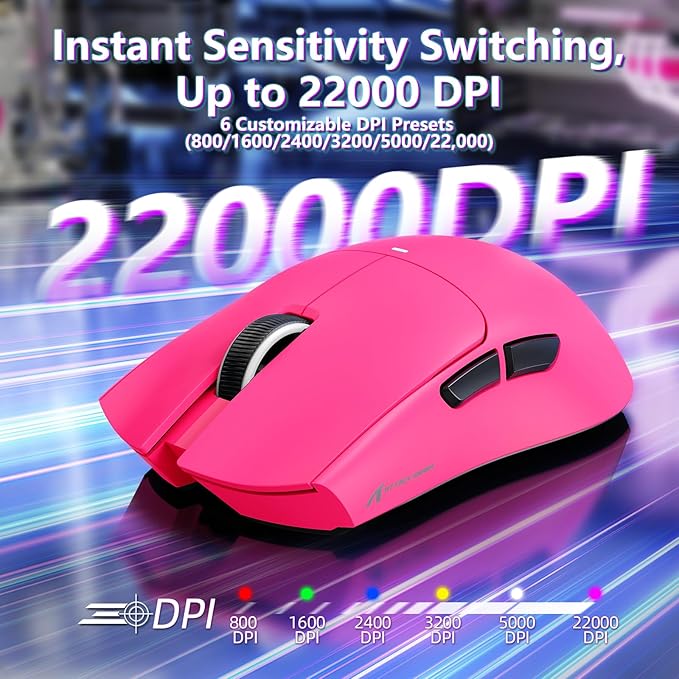 MAMBASNAKE Attack Shark X11SE Lightweight Wireless Gaming Mouse, Tri-Mode 2.4G/USB-C Wired/BT, 22K DPI, PAW3311 Optical Sensor, 59g, 5 Programmable Buttons, 300mAh Battery for PC/Mac((Berry Red)