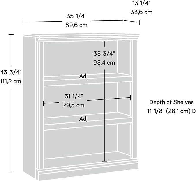 Sauder Miscellaneous Storage 3-Shelf Bookcase/ Book shelf, Washington Cherry finish