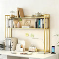 37.4" Desk Shelf, 2-Tier Desktop Hutch Bookshelf, Metal Display Rack Countertop Storage Organizer Shelf for Home Office