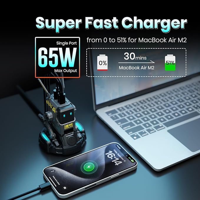 GravaStar Mercury M2 Wireless Gaming Mouse with GravaStar Alpha65 Robot Fast GaN Charger Block