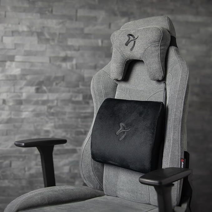 Arozzi Memory Foam Lumbar Support Pillow Relieves Backache and Fatigue After Long Periods of Sitting Down Working or Gaming - Black