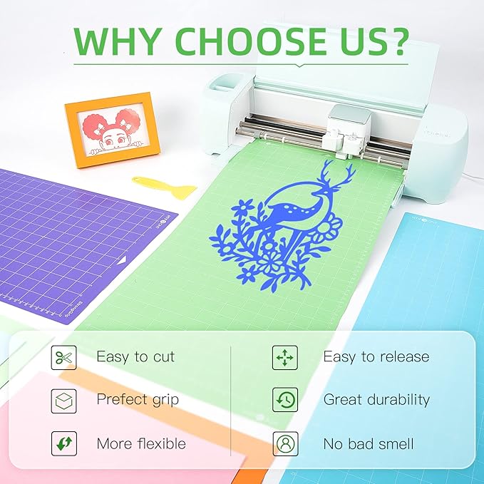 HTVRONT Cutting Mat, 3 Pack Cutting Mat 12x24(Standard, Light, StrongGrip) Compatible with Cricut Maker 3/Maker 4/Maker/Explore 3/4/Air 2/One, Variety Adhesive Sticky Cutting Mats Accessories