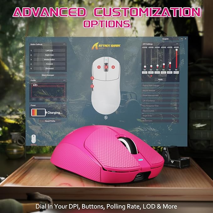 MAMBASNAKE×Attack Shark X8 Plus Wireless Gaming Mouse,55g Lightweight Triple Mode Ergonomic Gaming Mouse,PAW3395PRO 40K DPI Optical Sensor,150h Battery Life,Griptape Programmable Buttons for PC/Mac