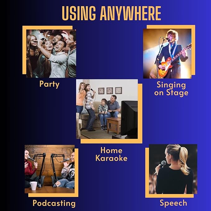 Wired Microphone Karaoke for Singing, Sparkly Gold Vocal Dynamic Mic with Cable