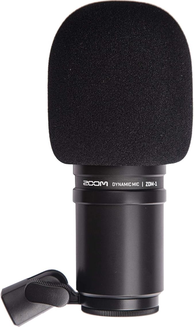 Zoom ZDM-1 Dynamic Microphone + On Stage Broadcast/Webcast Boom Arm + Stereo Headphones + Cleaning Cloth (4 Person Mic Bundle)
