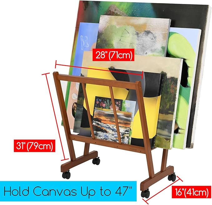 MEEDEN Walnut Drafting Table and Solid Beech Wood Canvas Print Rack