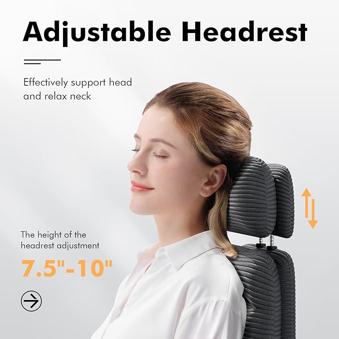 GXJ Criss Cross Chair with Flip-up Arms, Executive Office Chair with Foot Rest, Swivel Cross Legged Office Chair with Lumbar Pillow&Headrest, Corduroy Comfy Computer Desk Chair for Home, Black