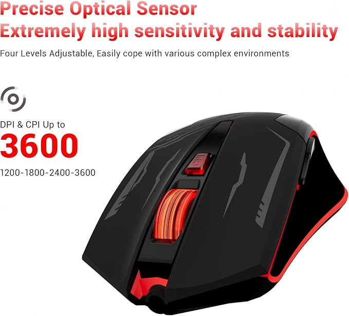 Gaming Mouse RGB, Wired Optical Mouse with 6 Programmable Buttons & 7 Backlit Modes, Wired Mouse for Computer and Laptop, USB Corded Mouse, Right or Left Hand Use - Black