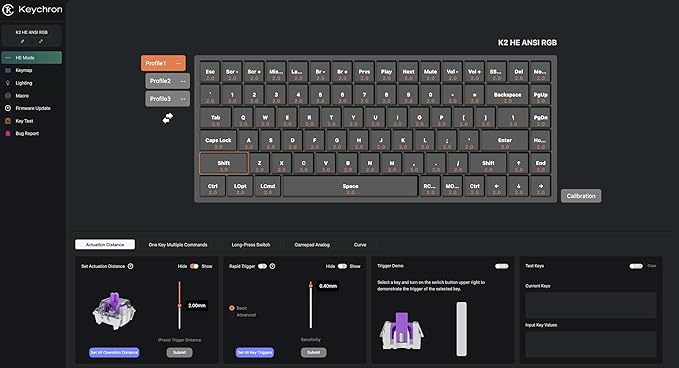 Keychron K2 HE QMK Wireless Gaming Custom Mechanical Keyboard, 2.4 GHz/Bluetooth/Wired 96% Layout Hot-Swappable Programmable RGB Backlit Gateron Magnetic Switches for Mac Windows Black